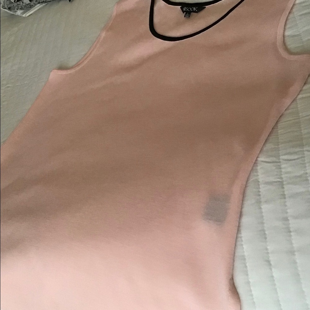 Misook knit soft pink tank top. Rich and classic.